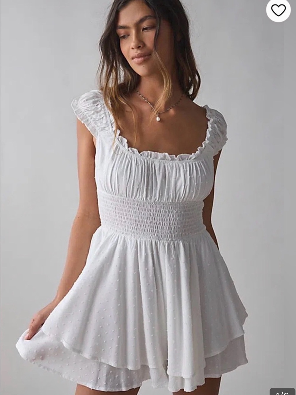 Urban Outfitters Rosie Smocked Tiered Ruffle Romper White Small Bridal Wedding